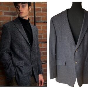 Jack Victor Conway Sport Jacket SPJ 100% Wool Navy Blue 46S Textured Blazer